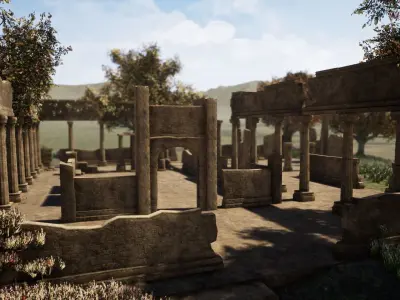 Temple ruins construction kit Low-poly 3D model