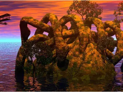 KNOT Rock In The Blue Sea Free 3D model