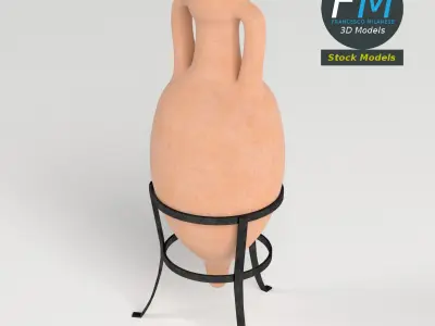 Roman amphora on stand 2 3D model