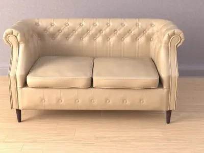 Dls-2 white leather sofa 3D model