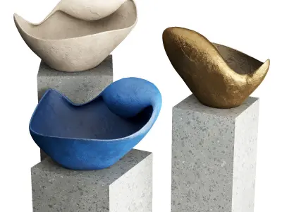 Blue shell vase ceramic Low-poly 3D model