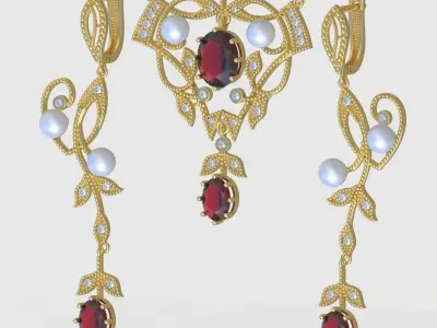 Earring and Pendant Set 3D printable model 0088 3D Model Pack