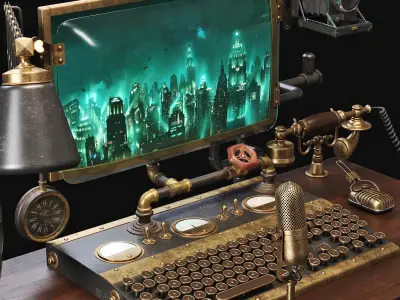 Steampunk Style Workplace 3D model