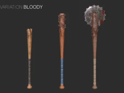 Baseball Bats Assets 02 Low-poly 3D model