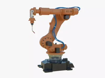 Industrial Welding Robot Orange Clean Low-poly 3D model