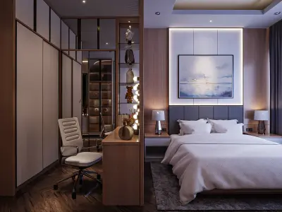 Bedroom Japandi Style Low-poly 3D model