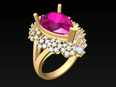 Pear Stone Ring - Womens Rings - N727055 3D print model
