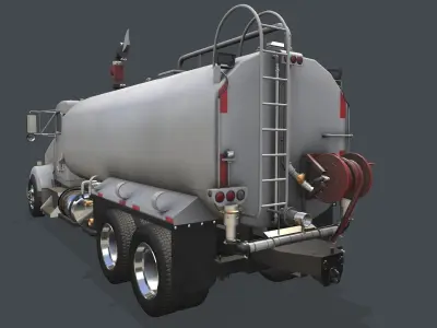 Kenworth T800 Water Tanker Truck Low-poly 3D model