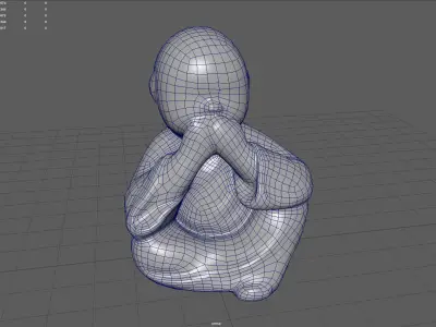 Little buddha covering his mouth Low-poly 3D model