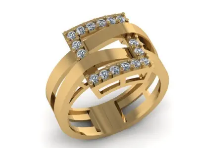 Diamond Modern Ring 3D print model 3D print model