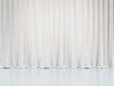 Large White Silk Curtains 3D model