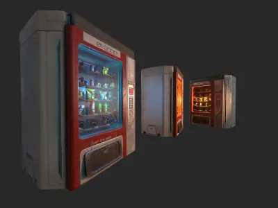 Sci-Fi Vending Machine And Snacks props Free low-poly 3D model