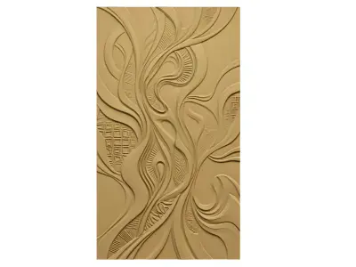 Modern wavey Relief Panel Wall Decor Set STL Mural CNC 324 3D model