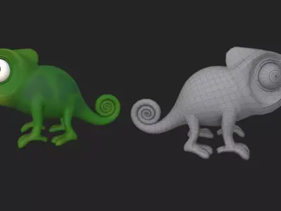 Chameleon Cartoon 02 3D model