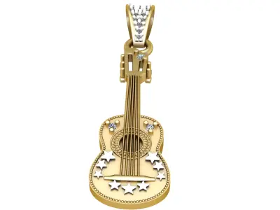 STYLISH GUITAR PENDANT 3D PRINTABLE MODEL 3D print model