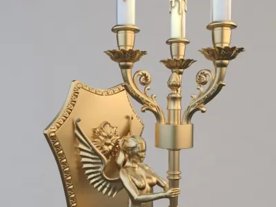 Winged Victory Bronze Wall Sconce 3D model