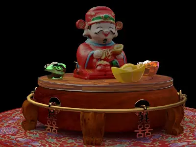 Chinese god of fortune figure 3D model