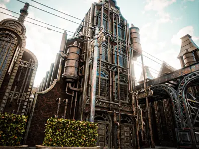 STEAMPUNK INDUSTRIAL BUILDING 5 Low-poly 3D model