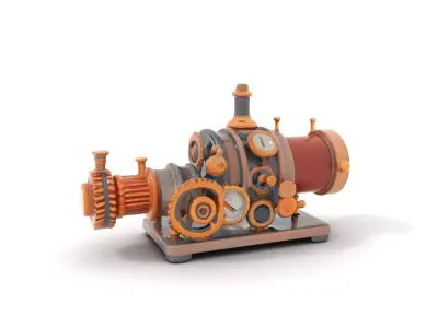 Steampunk Engine model pack Low-poly 3D model