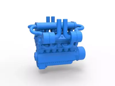 Turbo engine V12 for pulling tractor 3 Scale 1 to 25 3D print model