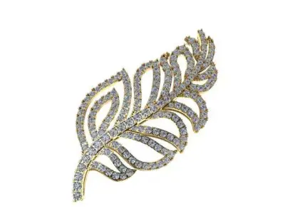 Feather brooche 3D print model