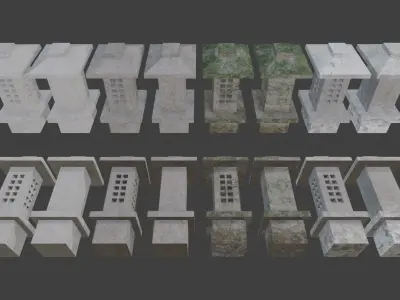 Pagoda Stone Statue Low-poly 3D model