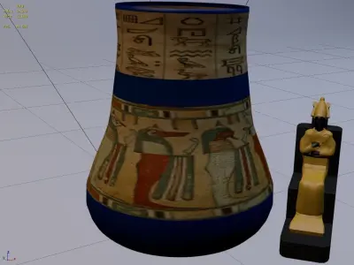 Osiris Statue and Vase Free 3D model