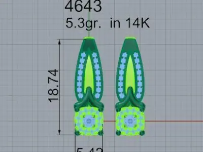 Square Halo Earring 4643 3D print model