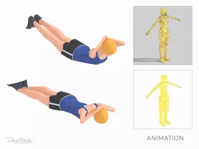 Bridge  Exercise Woman Animation Low-poly 3D model