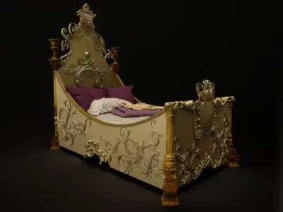 Golden bed 3D model