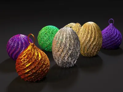 Christmas decoration set of 7 balls 3D print model