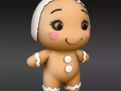  Gingerbread Kawaii Christmas Figurine 3D Model Print Ready 3D print model
