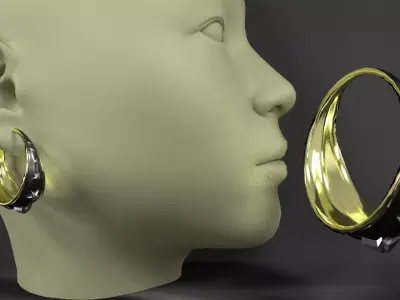 earrings gold and hoop 3D model