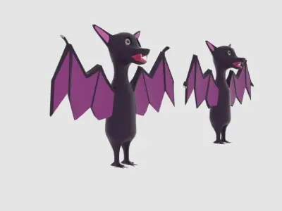  Cartoon Bat  Low-poly 3D model