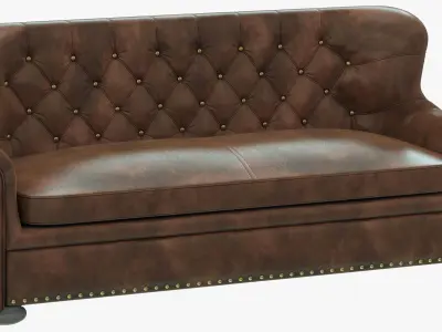 Restoration Hardware Churchill Leather Sofa with Nailheads 3D model