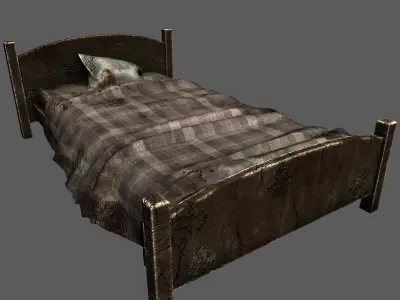 Old bed Free low-poly 3D model