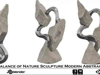 Balance of Nature Sculpture Modern Abstract Low-poly 3D model