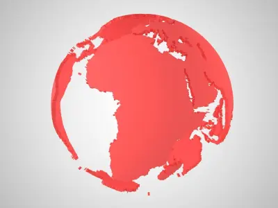 Globe Shell Red 3D model