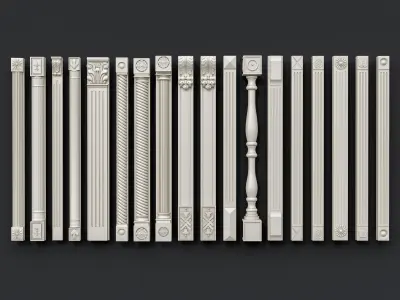 Classic columns carvings and gypsum cornice 15 3D model