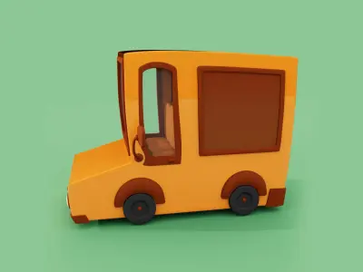 Cartoon Car - Truck - Advertisement Car 3D model