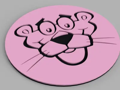 The Pink Panther Head Logo Coaster Free 3D print model