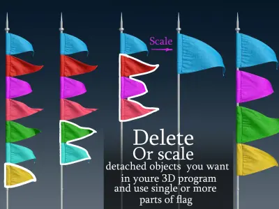 TRIANGLE FLAG ANIMATED 3D model