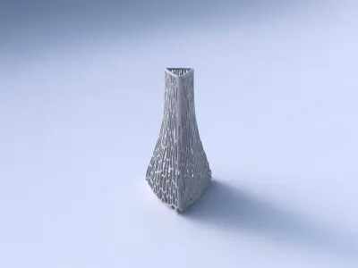 Vase grounded triangle with dense oblong organic lattice 3D print model