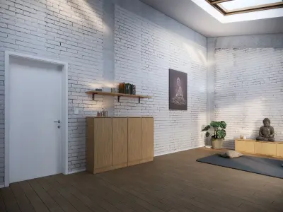 Meditation Room Interior Scene 3D model