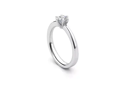 ZDR042 engagement ring with solitaire diamond 3D print model
