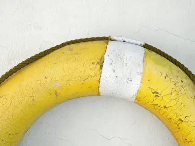 Midcentury Yellow and White Life Preserver 3D model