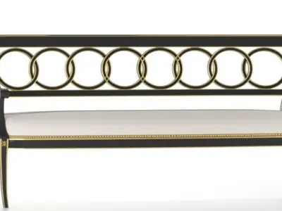 Bench gold with cushion Low-poly 3D model