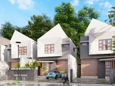 Modern housing with car animation 3D model