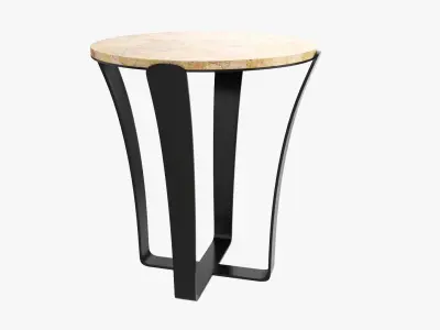 Side round table with marble top 3D model