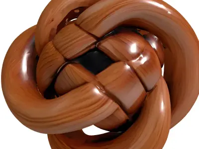 Wooden Interlocking Knot Abstract Sculpture Low-poly 3D model